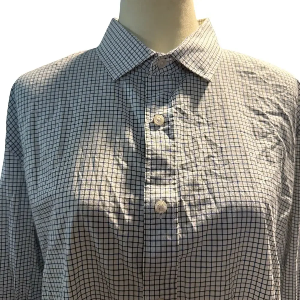 J.Crew Ludlow Two Ply Easy Care Cotton Dress Shirt, Blue Green Check, Size XL